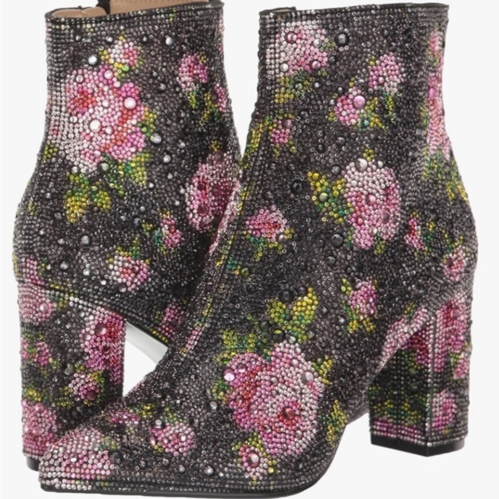 Betsey Johnson vibrant crystal ankle boots style Cady